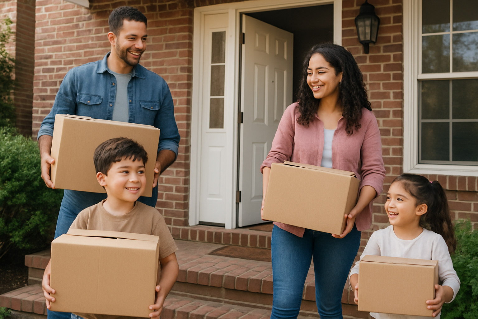 Family moving into new home Family moving into new home